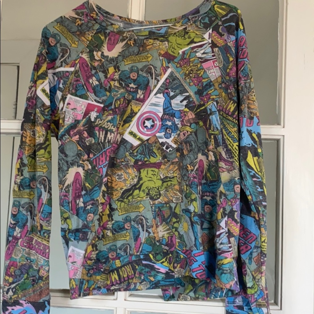 Marvel All-Over Comic Print Long Sleeve Shirt